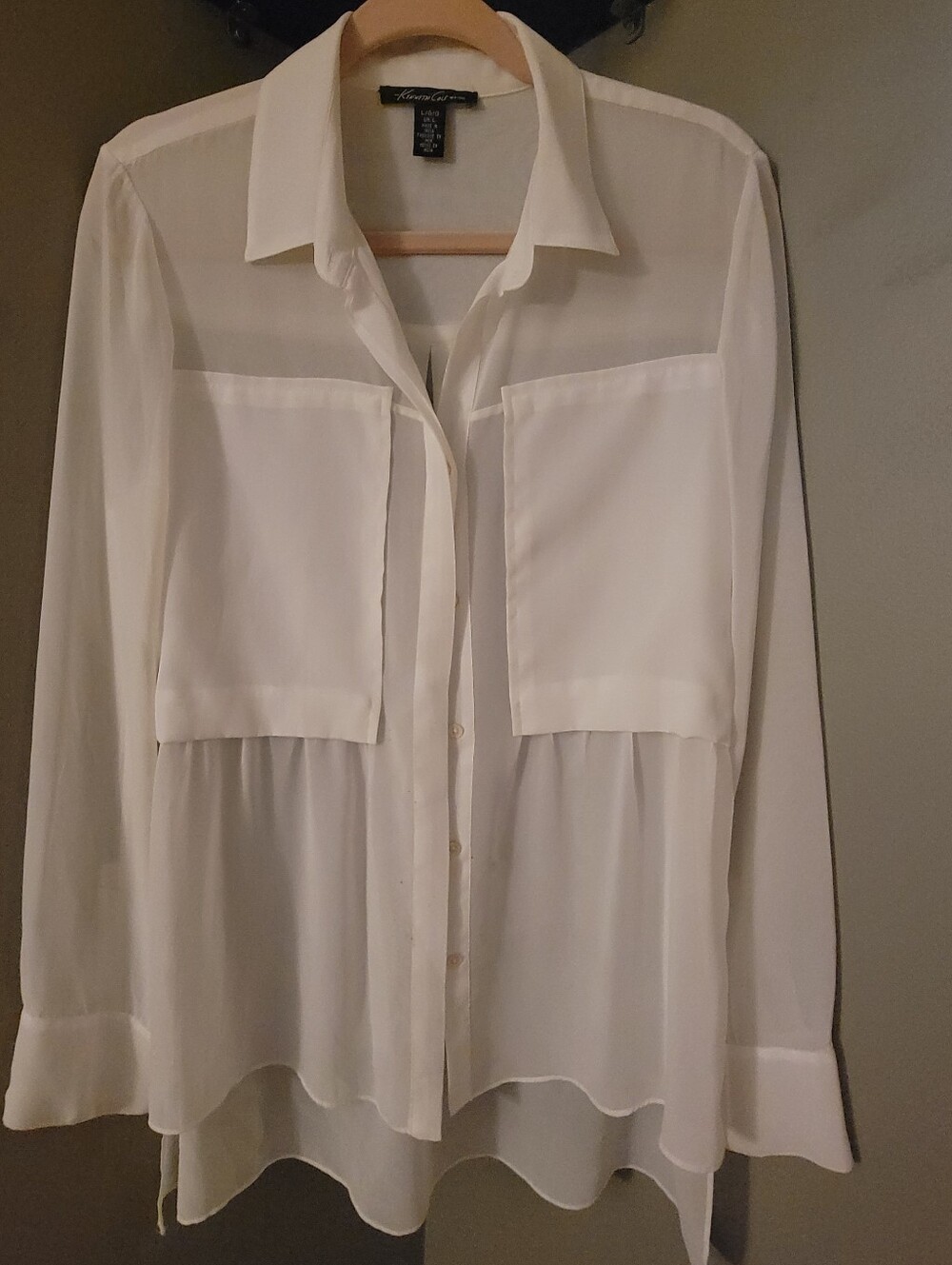 Kenneth Cole New York Sheer White Blouse